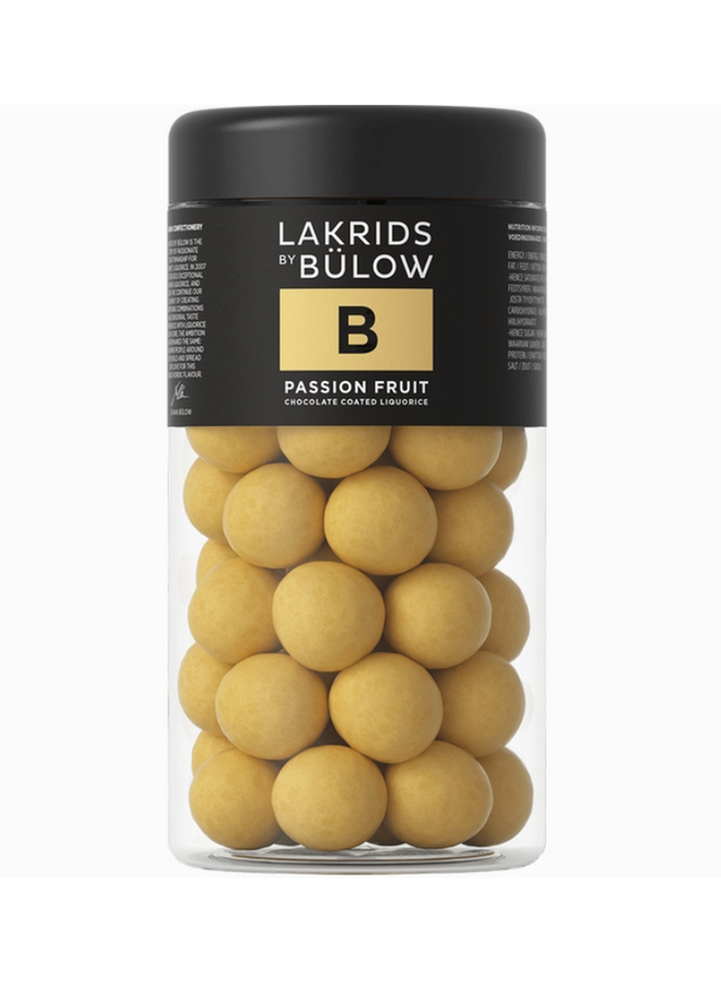 B – Passionfruit White Chocolate Coated Gourmet Licorice