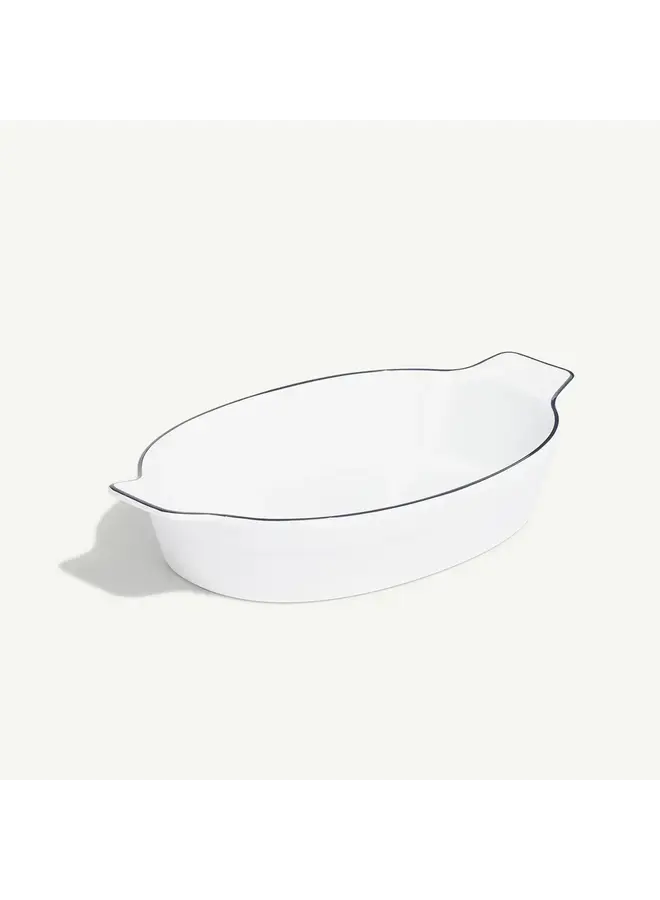 Oval Gratin Dish Navy Rim