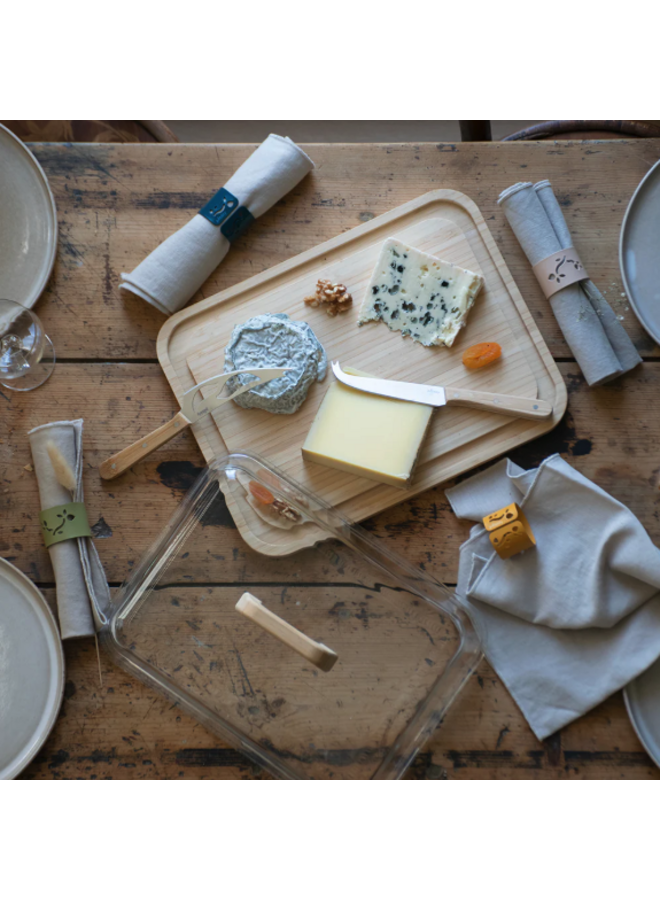 Bamboo Cheese Box w/ Glass Lid