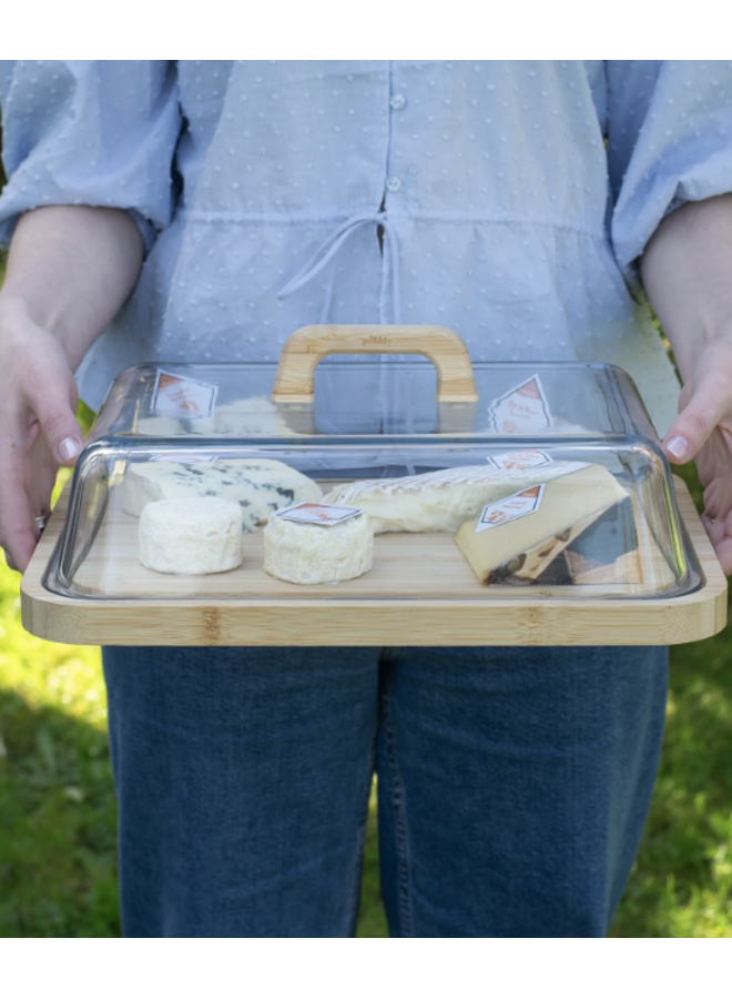 Bamboo Cheese Box w/ Glass Lid