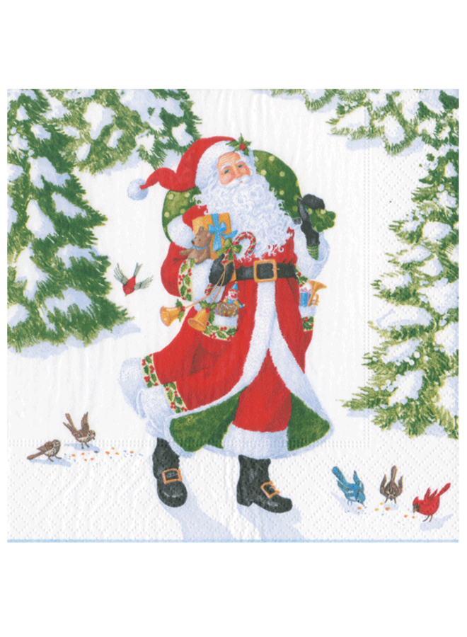 Woodland Santa Recycled Paper Cocktail Napkins - 20 Per Package