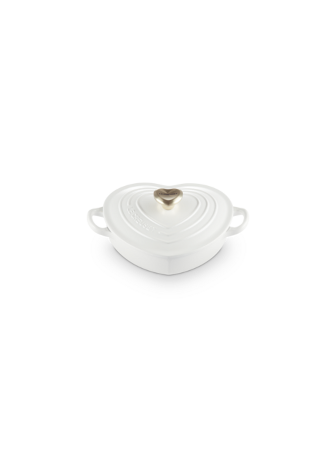 Shallow Heart Cocotte 1.25 Qt with Light Gold Heart Knob