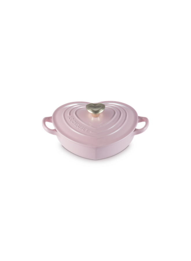 Shallow Heart Cocotte 1.25 Qt with Light Gold Heart Knob