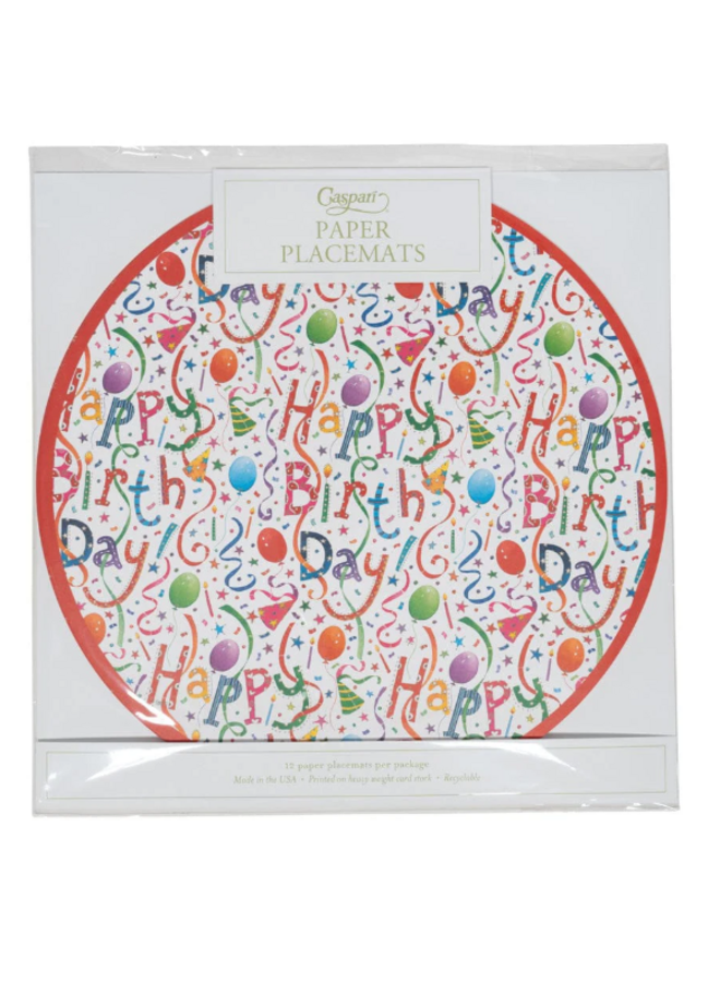 Happy Birthday Paper Placemats Round 12 per package