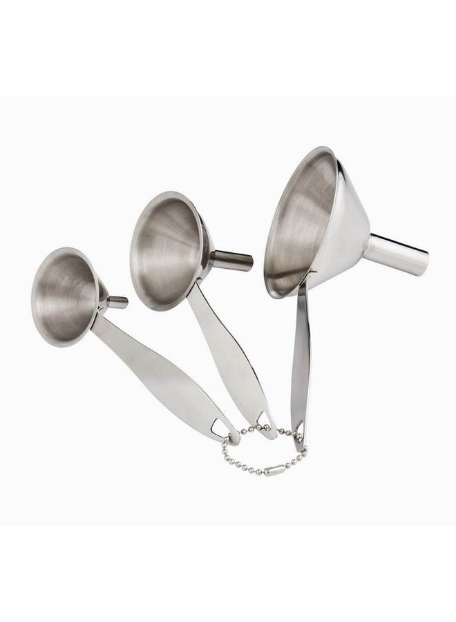 Stainless Steel Condiment Funnel Set with Handles 3pc