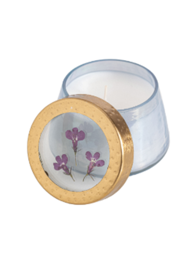 Watercolor Small Pressed Floral Candle - Berry Fig