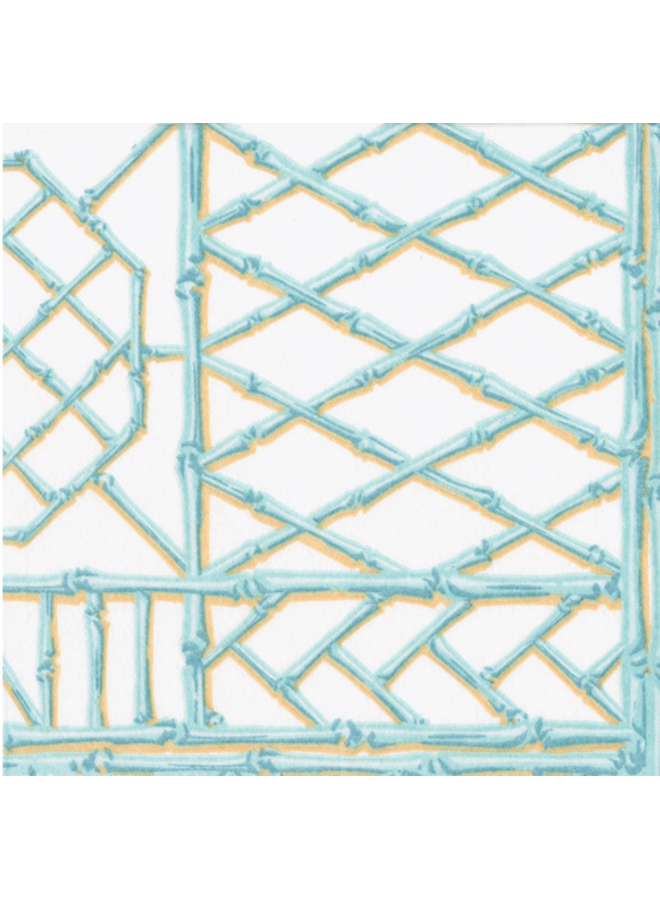 Bamboo Screen Robin's Egg Paper Linen Airlaid Cocktail Napkins