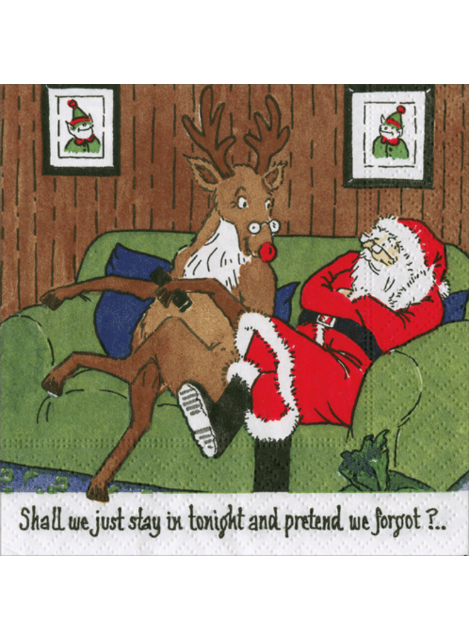 Santa At Home Cocktail Napkins - 20 Per Package