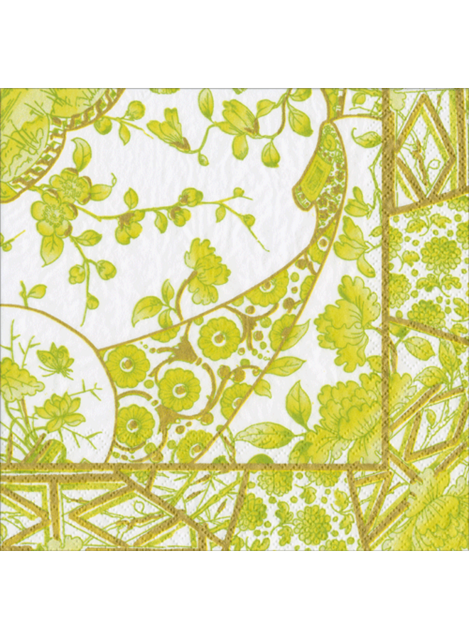 Gilded Porcelain Chartreuse Cocktail Napkins - 20 per Package