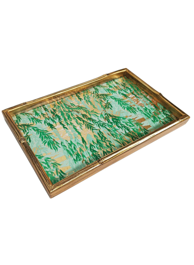 Willows Green Bamboo Edge Lacquer Vanity Tray