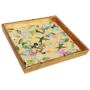 Hummingbird Trellis Gold Bamboo Edge Lacquer Square Tray
