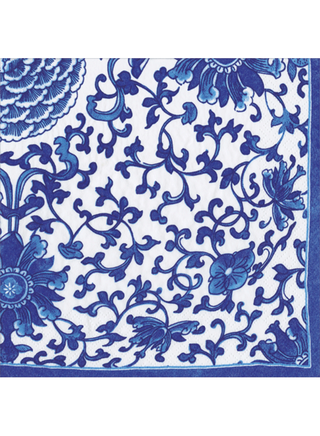 Indigo Garden Blue/White Cocktail Napkins - 20 Per Package