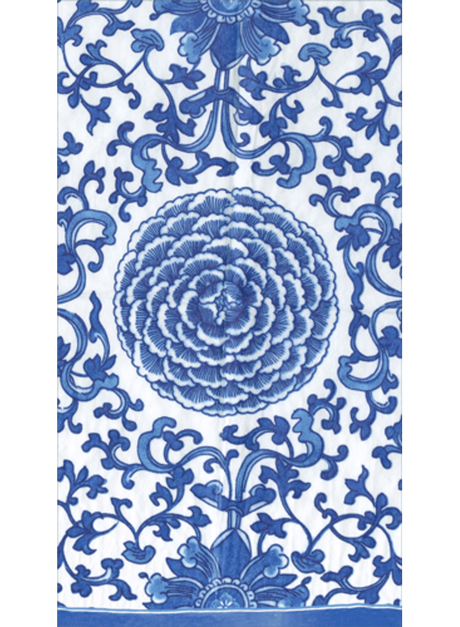 Indigo Garden Blue/white Guest Towels - 15 Per Package