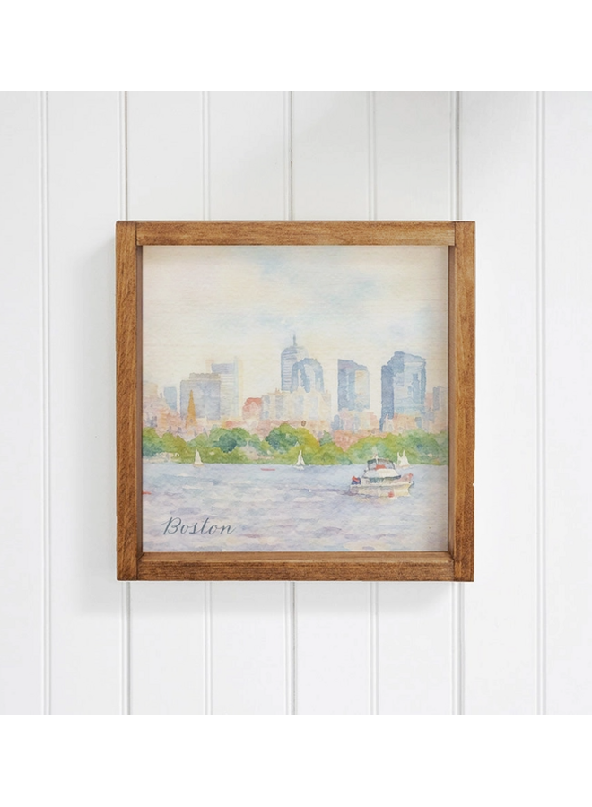 Boston City Wall Art 12"x12"
