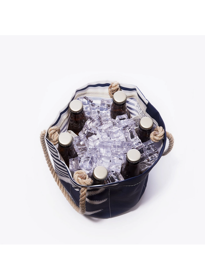 Breton Stripe White Anchor Beverage Bucket