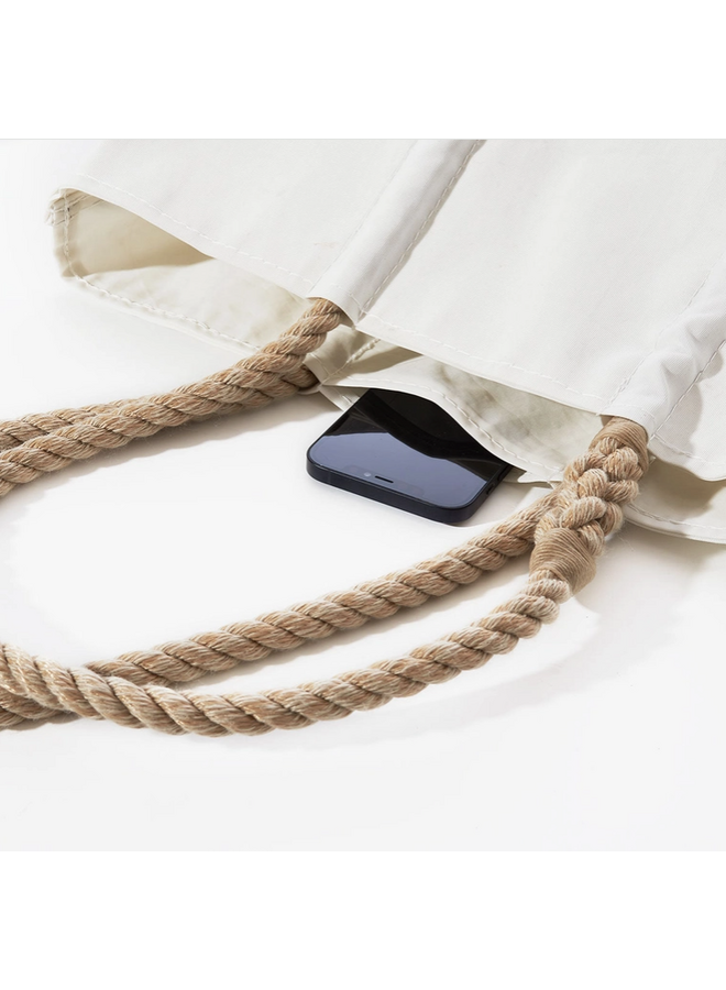 Breton Stripe White Anchor Medium Tote