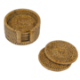 Rattan Round Coaster Set/holder Honey