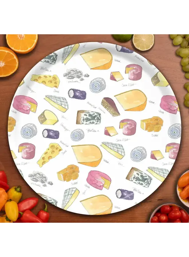 Round Cheese Birchwood Serving Tray By Betsy Barry 15.7in