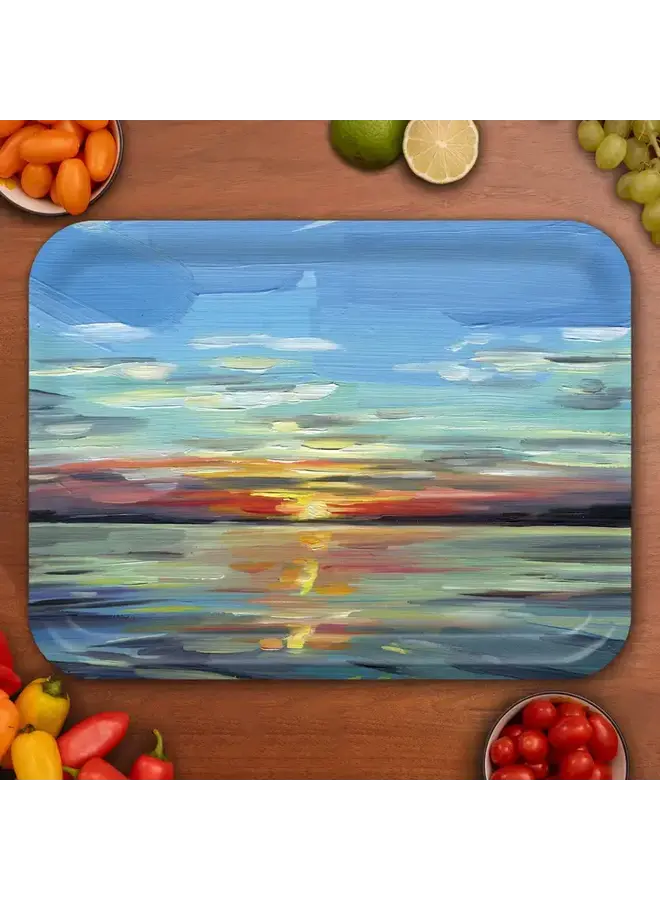 Sunset Sea Ocean Serving Tray By Alyssa Watters 16.5 x 12.5 in
