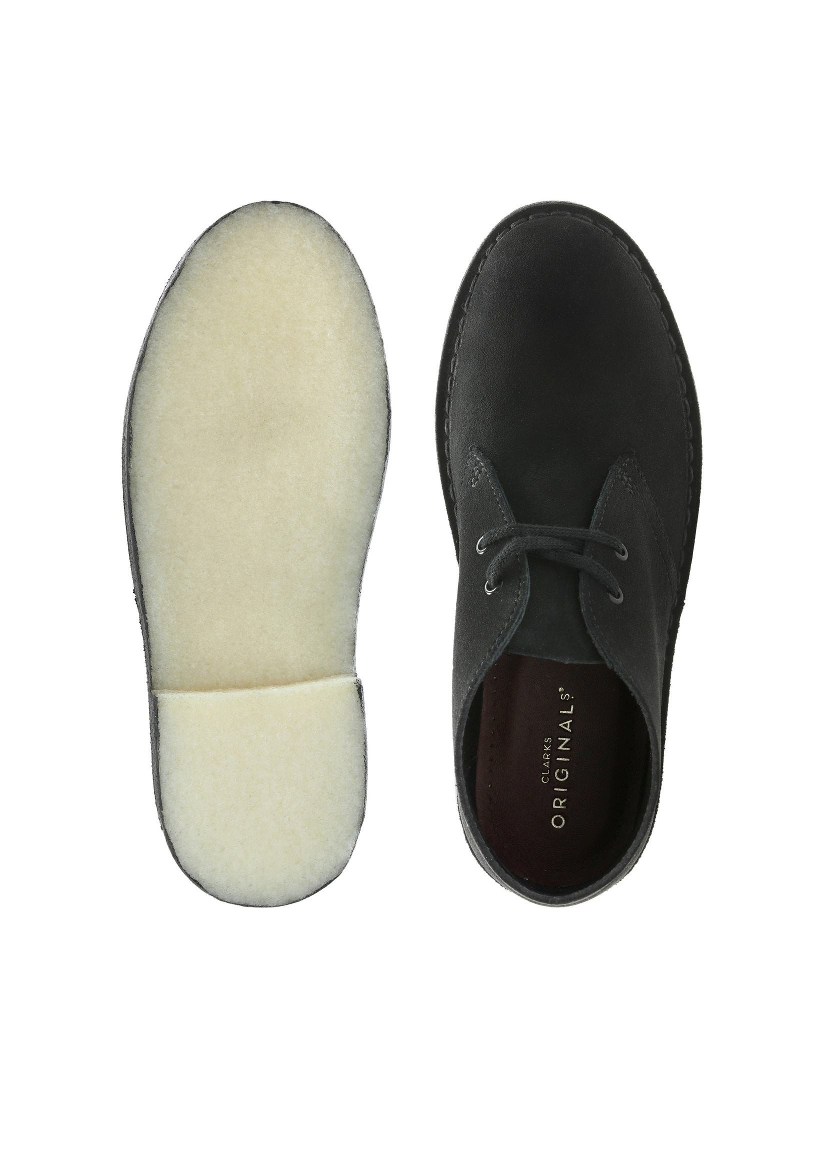 Clarks Womens Originals Desert Boot. Black Suede 26155524