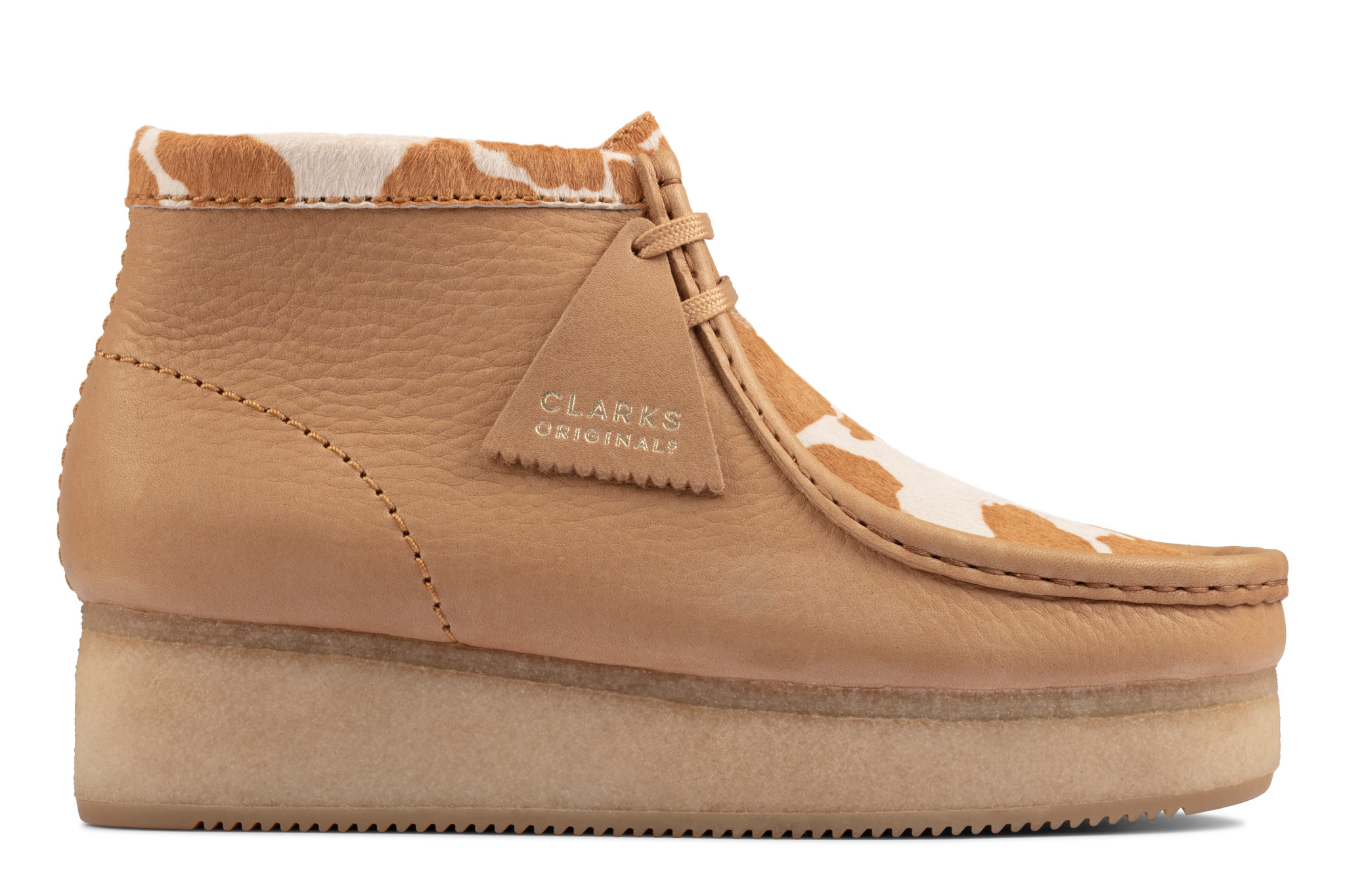 clarks wallabee cow print