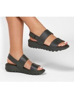 Skechers Women's Foamies Breezy Feels Cali Gear Footsteps-Molded Double Strap Slingback Sandal, Black/Black