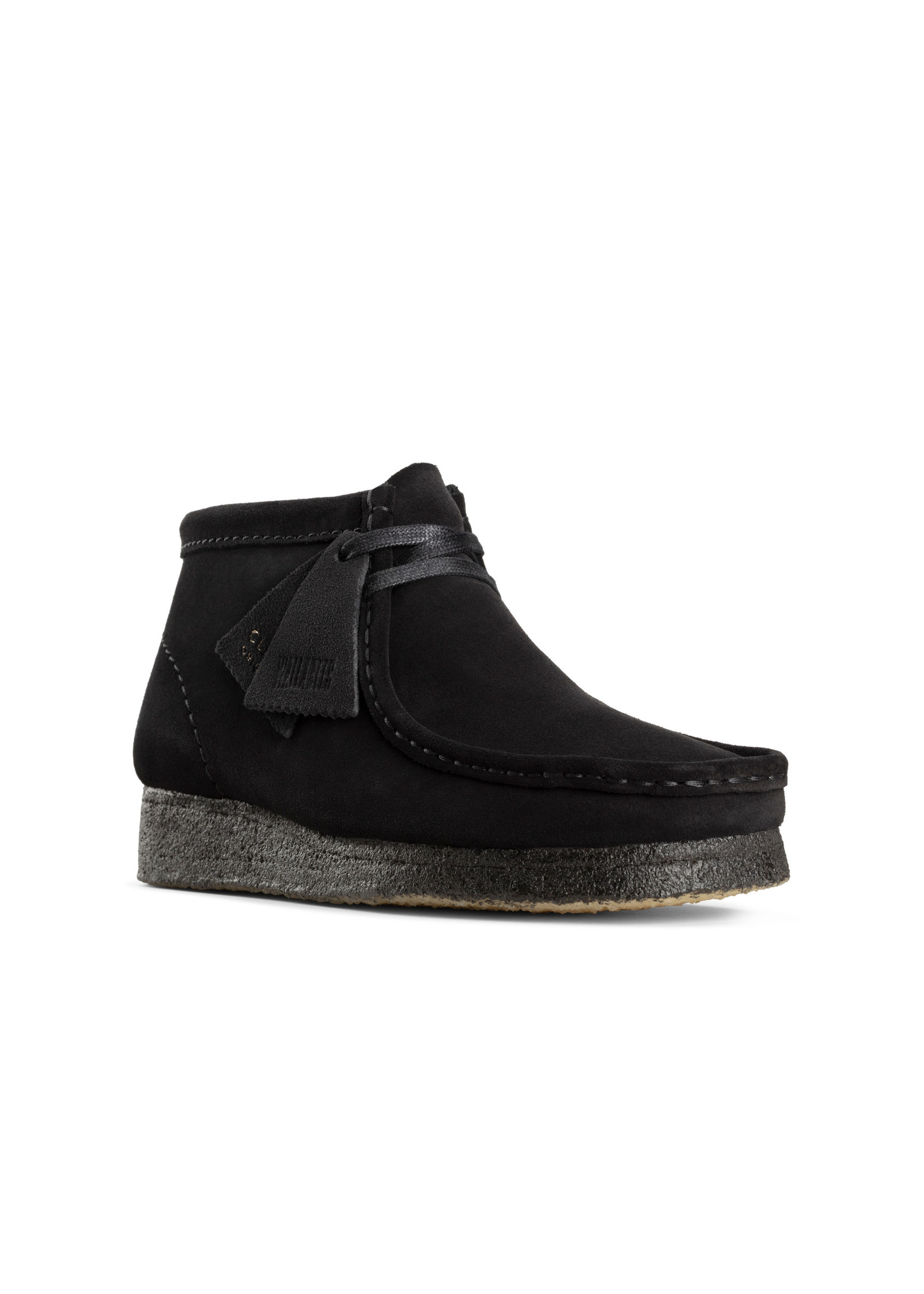 Clarks Womens Wallabee Boot Black Suede Crepe Sole