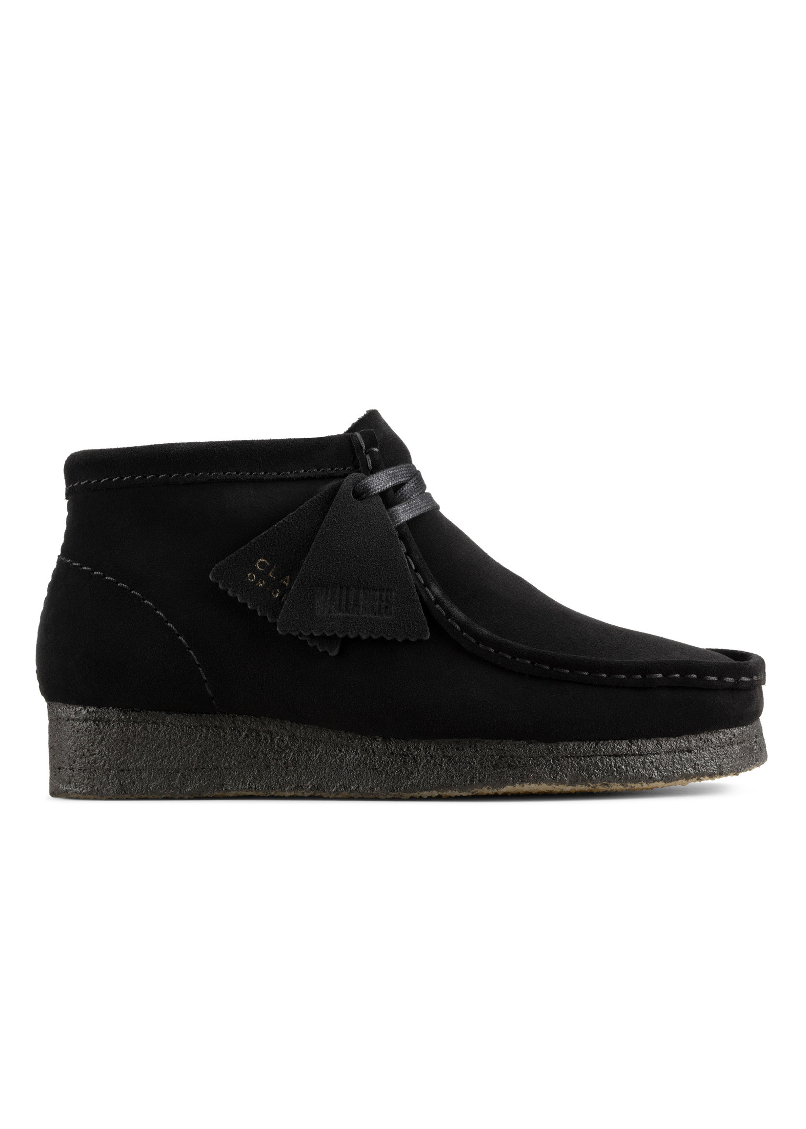 Clarks Womens Wallabee Boot Black Suede Crepe Sole