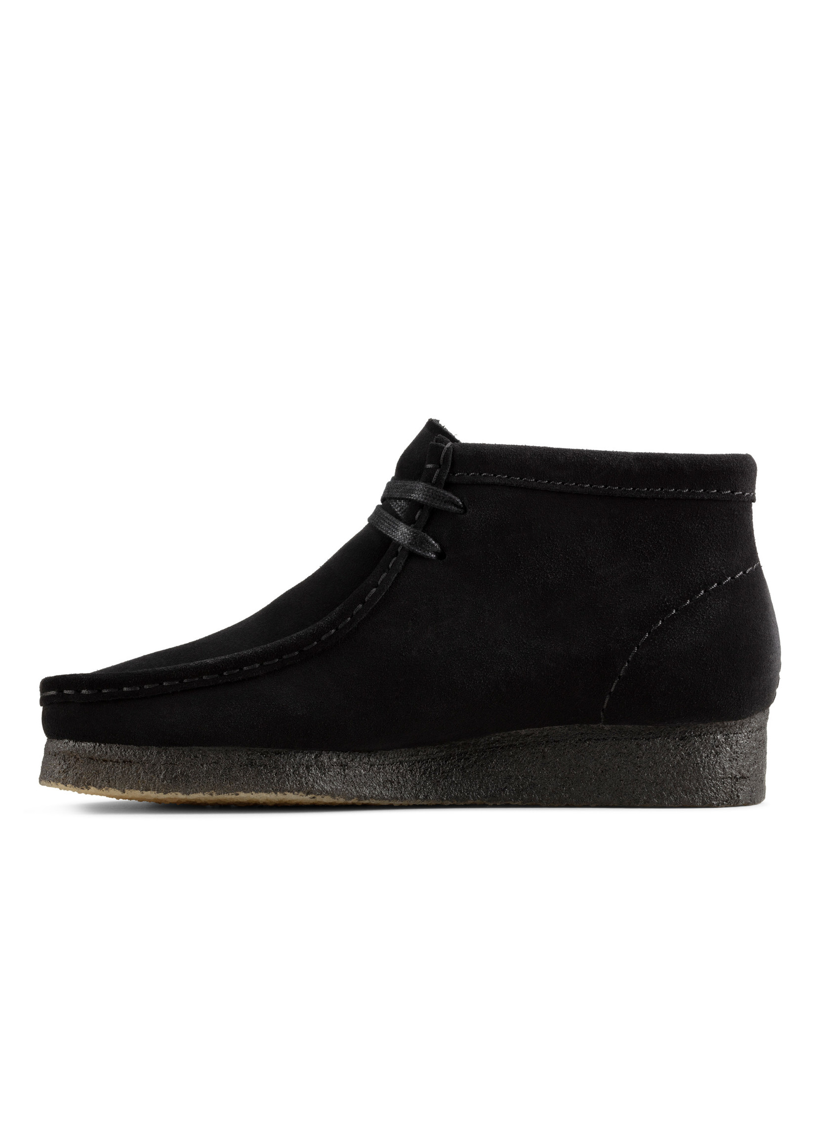Clarks Womens Wallabee Boot Black Suede Crepe Sole