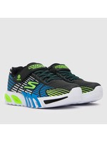 Skechers Kids Boy's Flex-Glow Elite Sneaker, Black/Blue/Lime, Little Kid