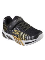Skechers Kids Boy's Flex-Glow Elite Sneaker, Black/Gold, Little Kid