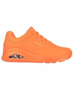 Skechers Women's Skecher Street Women's Uno - Night Shades Sneaker, Pink Hot Pink Durabuck Neon Orange