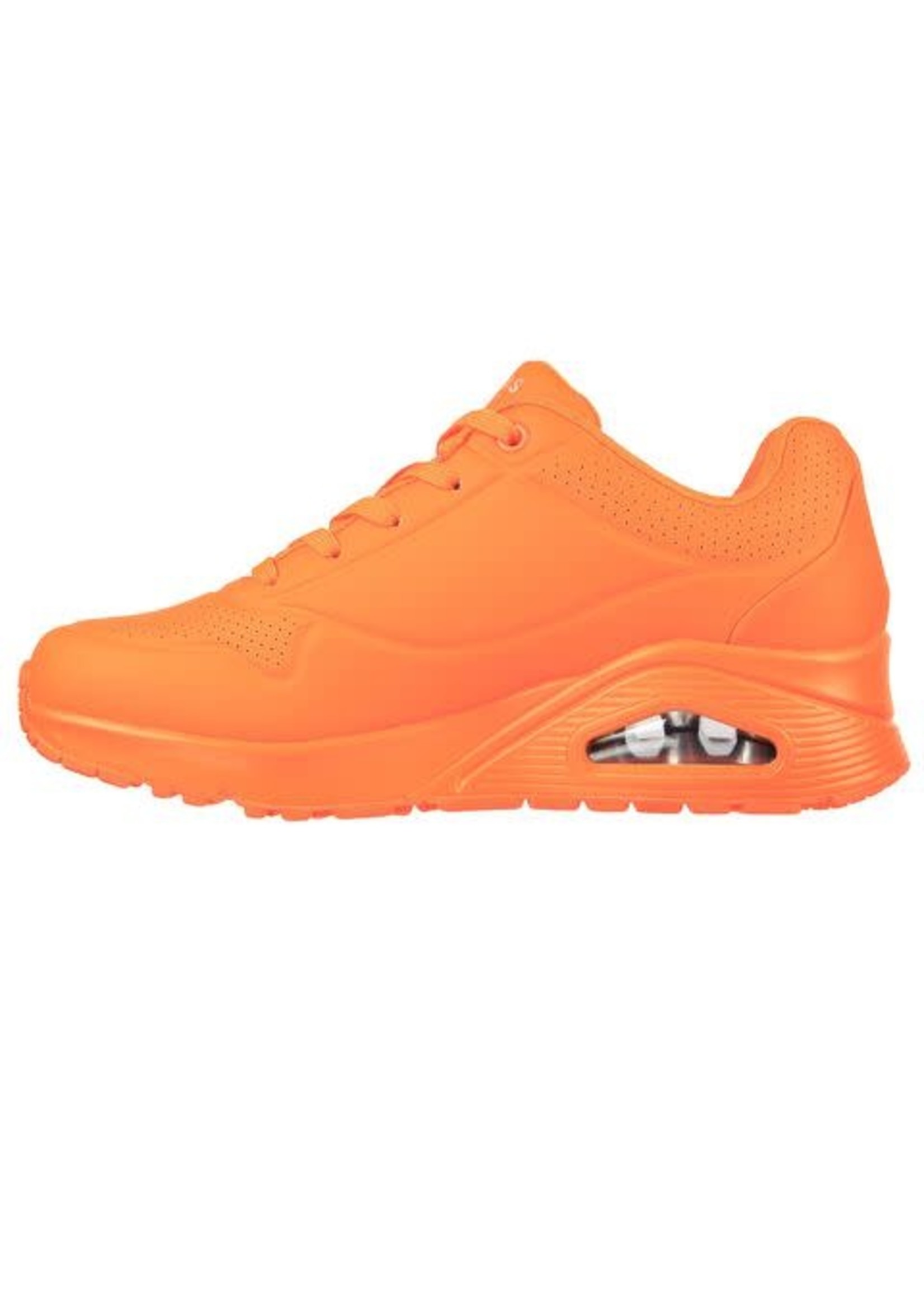 Skechers Women's Skecher Street Women's Uno - Night Shades Sneaker, Pink Hot Pink Durabuck Neon Orange