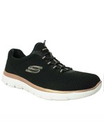 Skechers Women's Summits Cool Classic Athleisure Sneaker, Black/Rose Gold