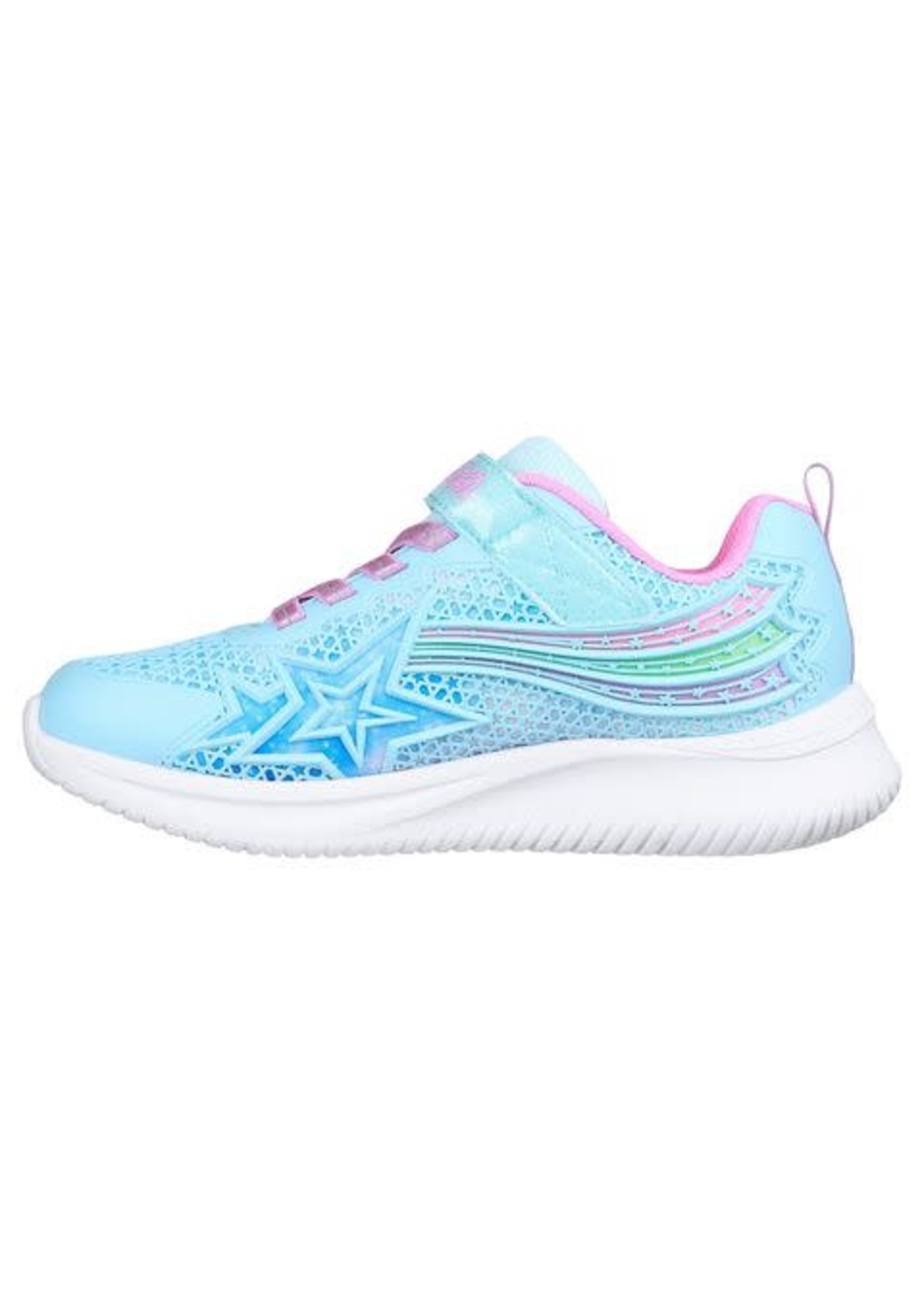 Skechers Kids Girls JUMPSTERS-Wishful Star Sneaker, Aqua Blue Purple