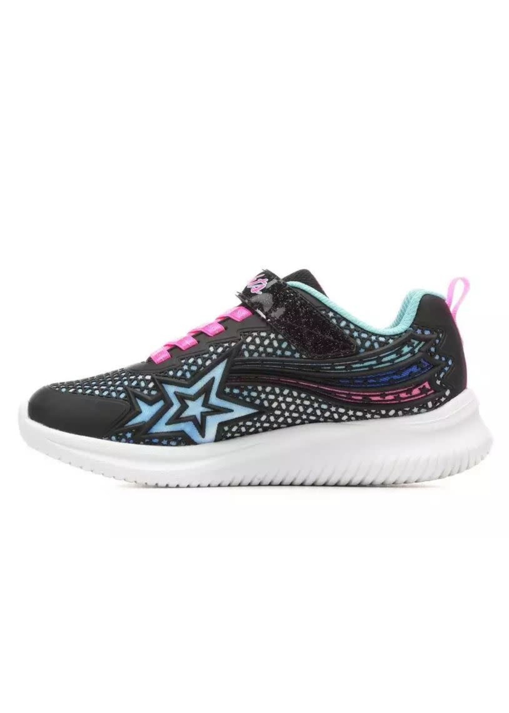 Skechers Kids Girls JUMPSTERS-Wishful Star Sneaker, Black Pink