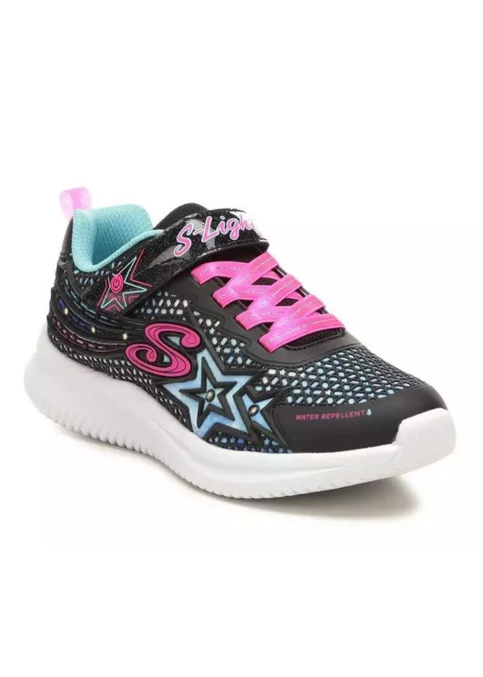 Skechers Kids Girls JUMPSTERS-Wishful Star Sneaker, Black Pink
