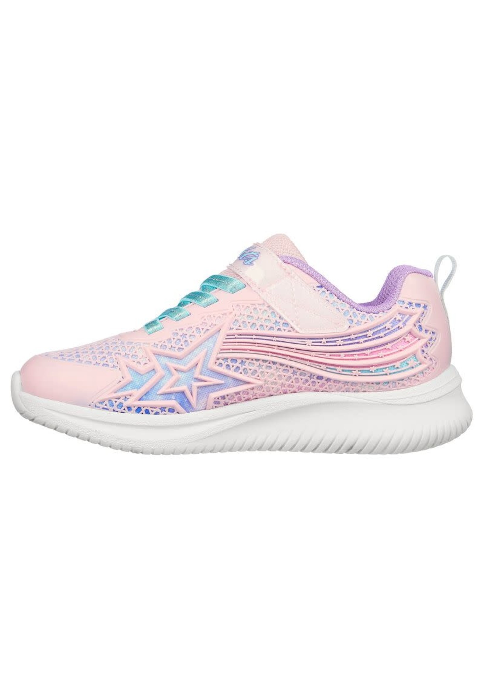 Skechers Kids Girls JUMPSTERS-Wishful Star Sneaker, Pink/Aqua