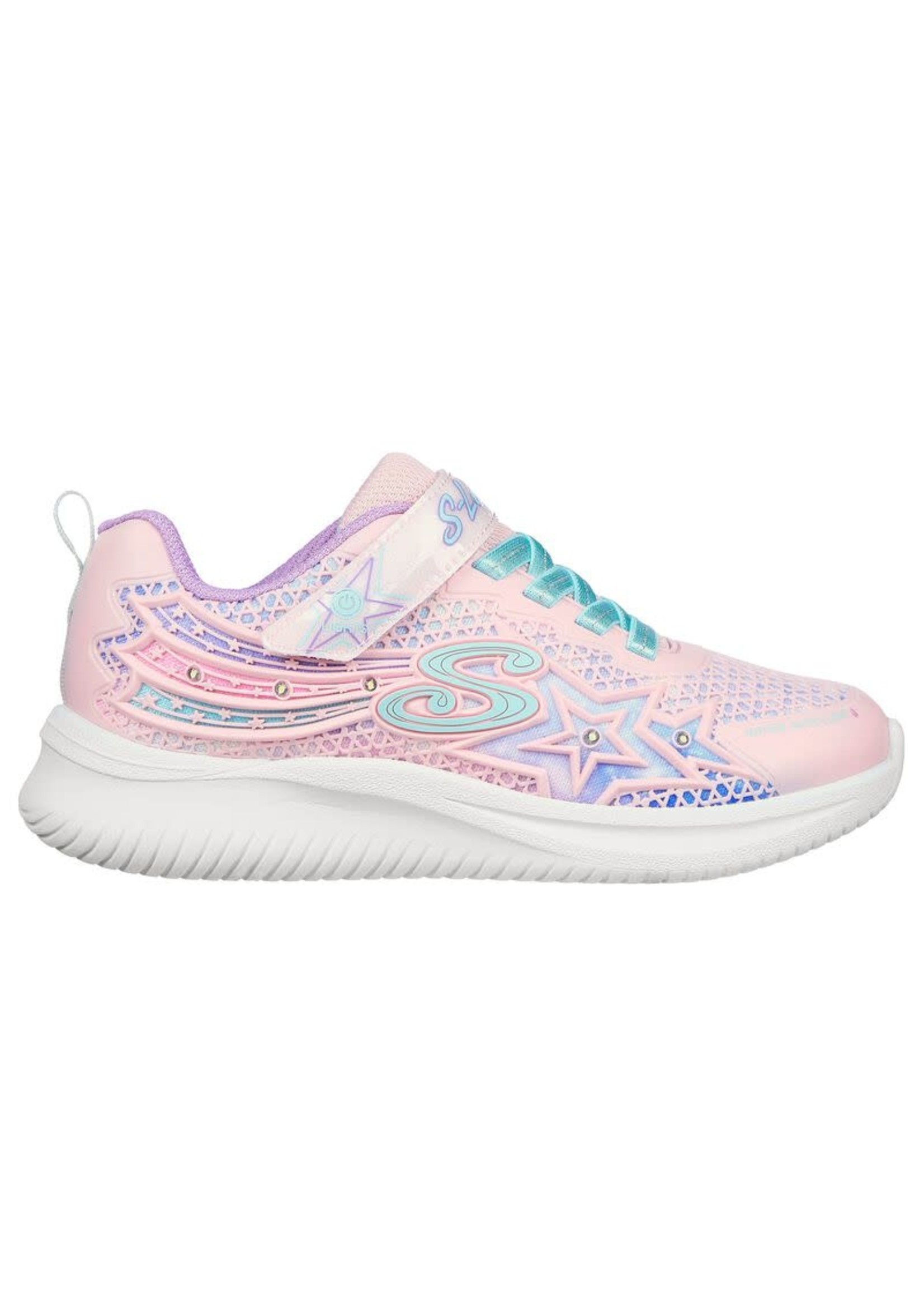 Skechers Kids Girls JUMPSTERS-Wishful Star Sneaker, Pink/Aqua