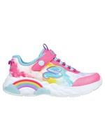 Skechers Girls' Preschool Rainbow Racer Lighted Gore and Strap Shoes - 302300 Pink/Multi