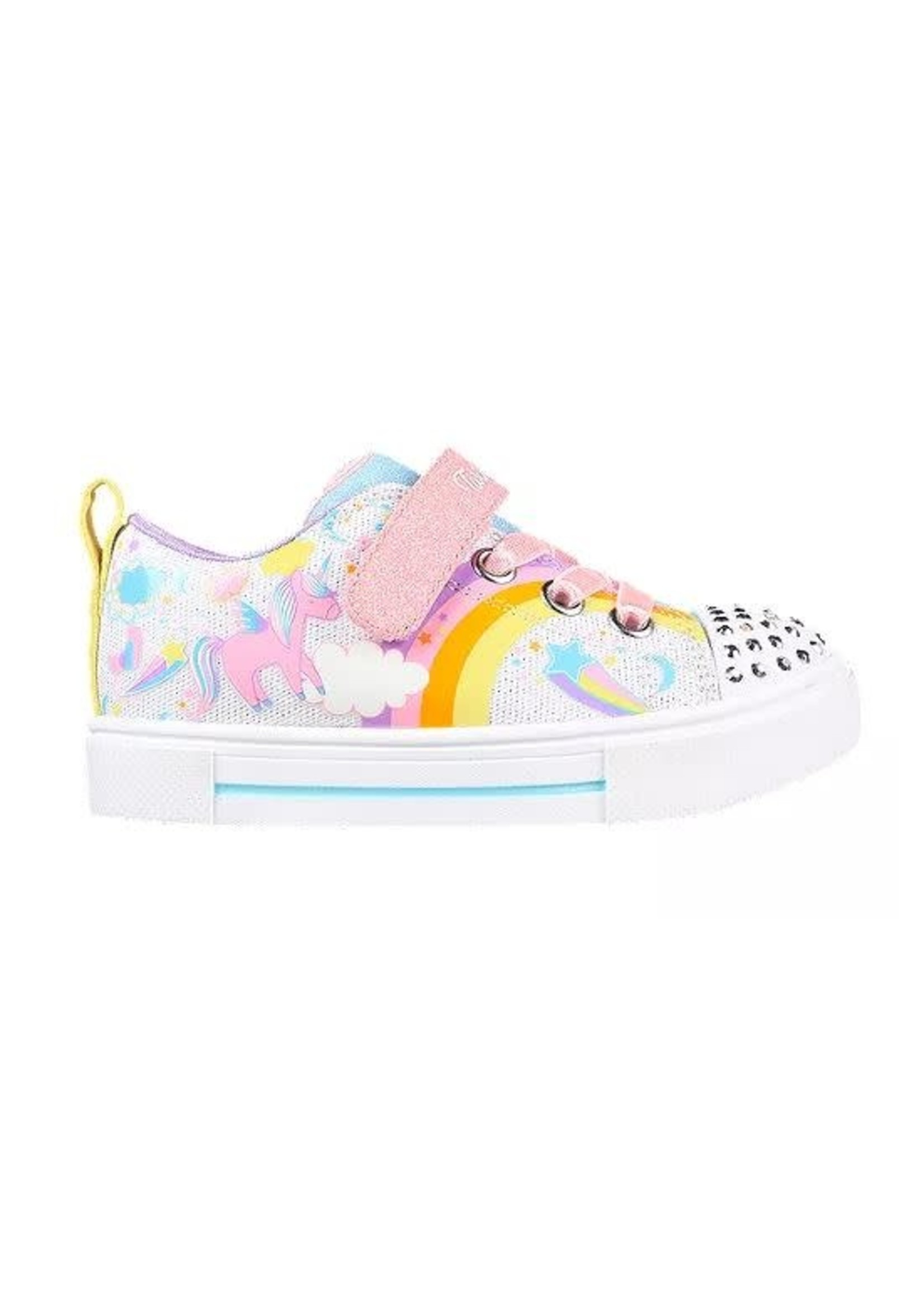 Skechers Girls Sport Lighted - Twinkle Toes: Twinkle Sparks - Unicorn Charmed 314789L White/Multi