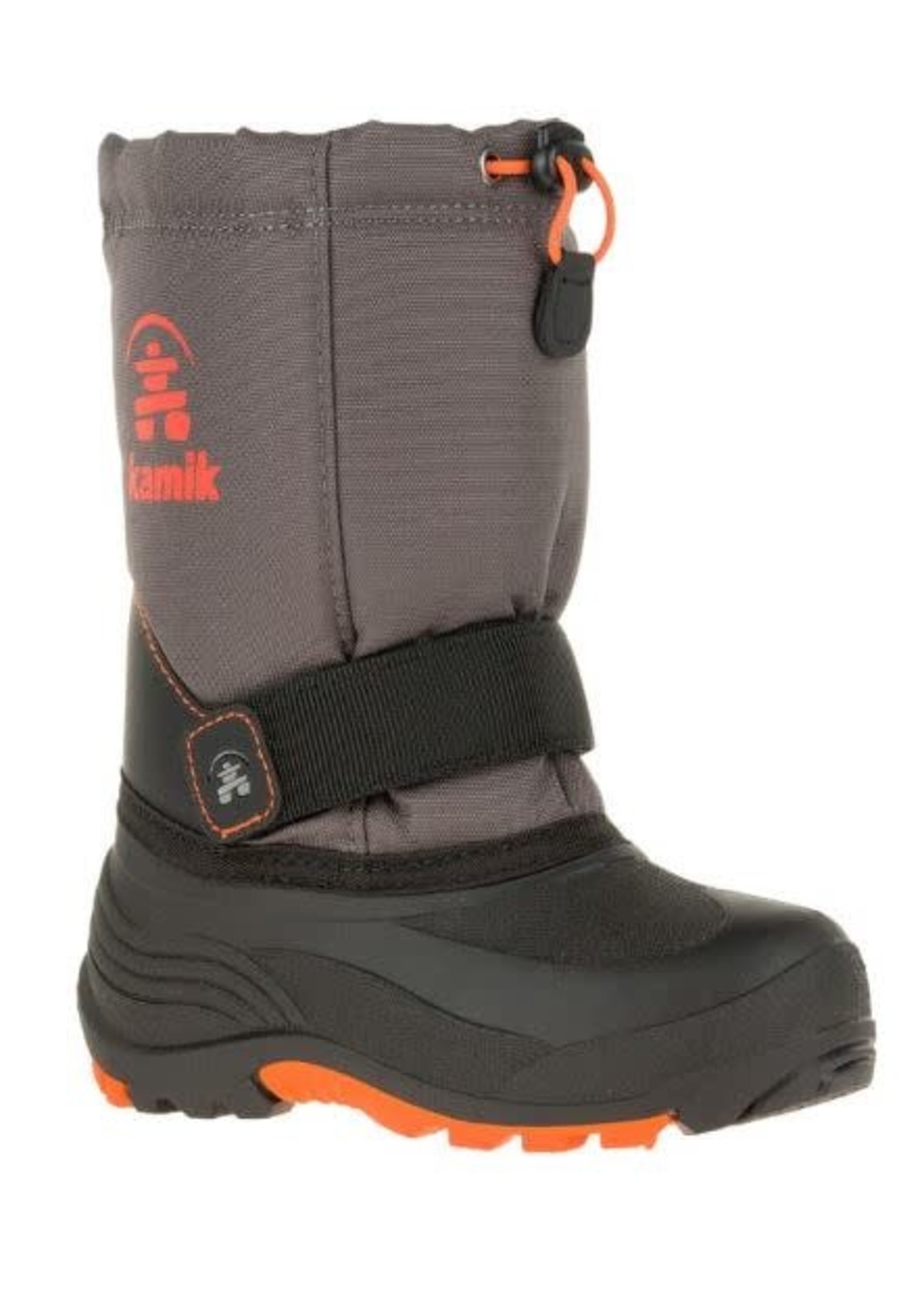 the Kamik Store Waterproof Insulated  Boys Winter Boot Rocket Cold Weather Boot (Toddler/Little Kid/Big Kid) Charcoal/Flame
