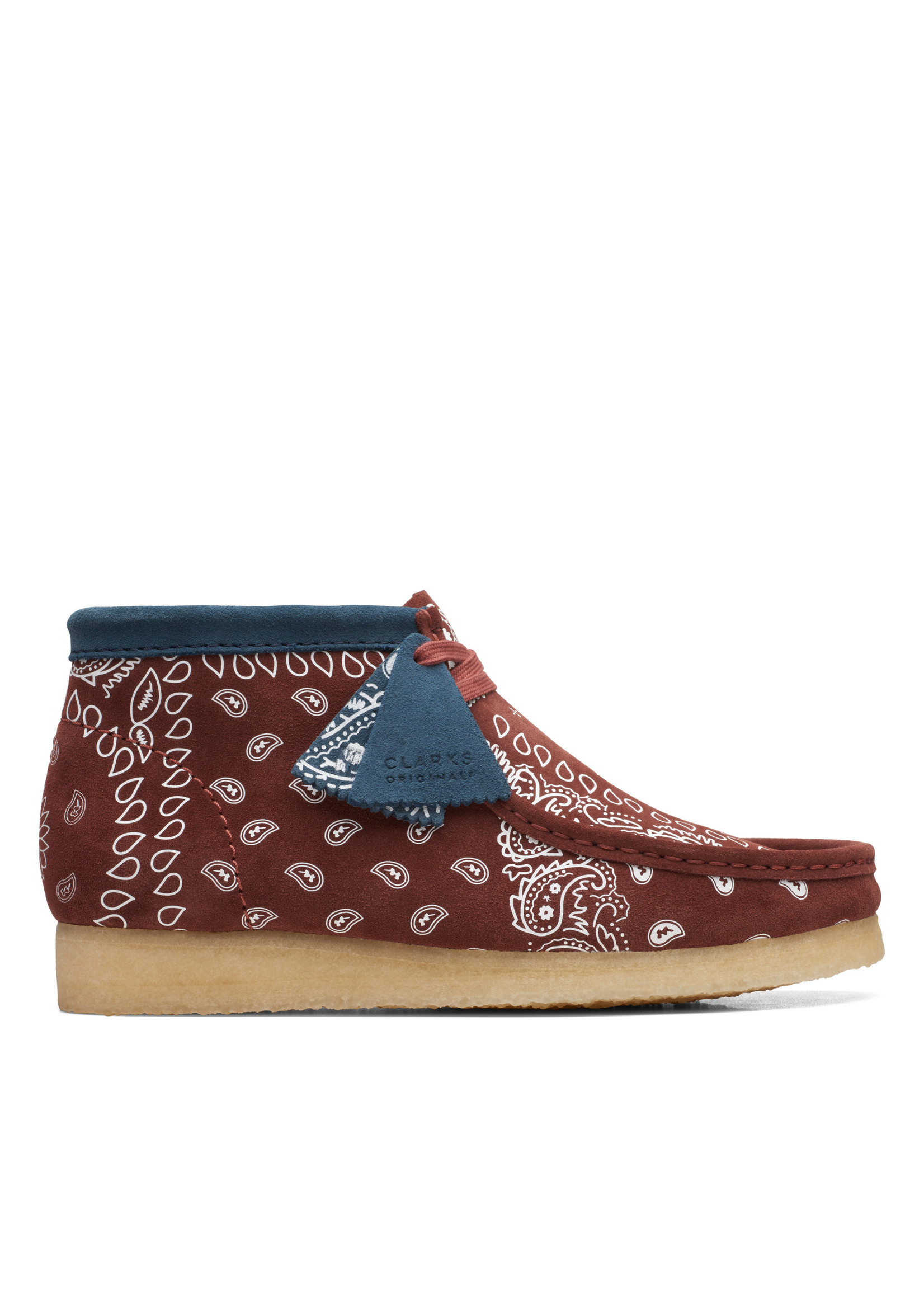 Clarks Mens Originals Icon Wallabee Boot Brick (Dark Red) Paisley