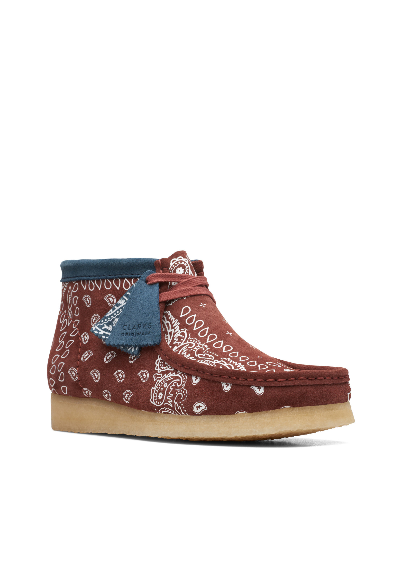 Clarks Mens Originals Icon  Wallabee Boot Brick (Dark Red)  Paisley 26168826