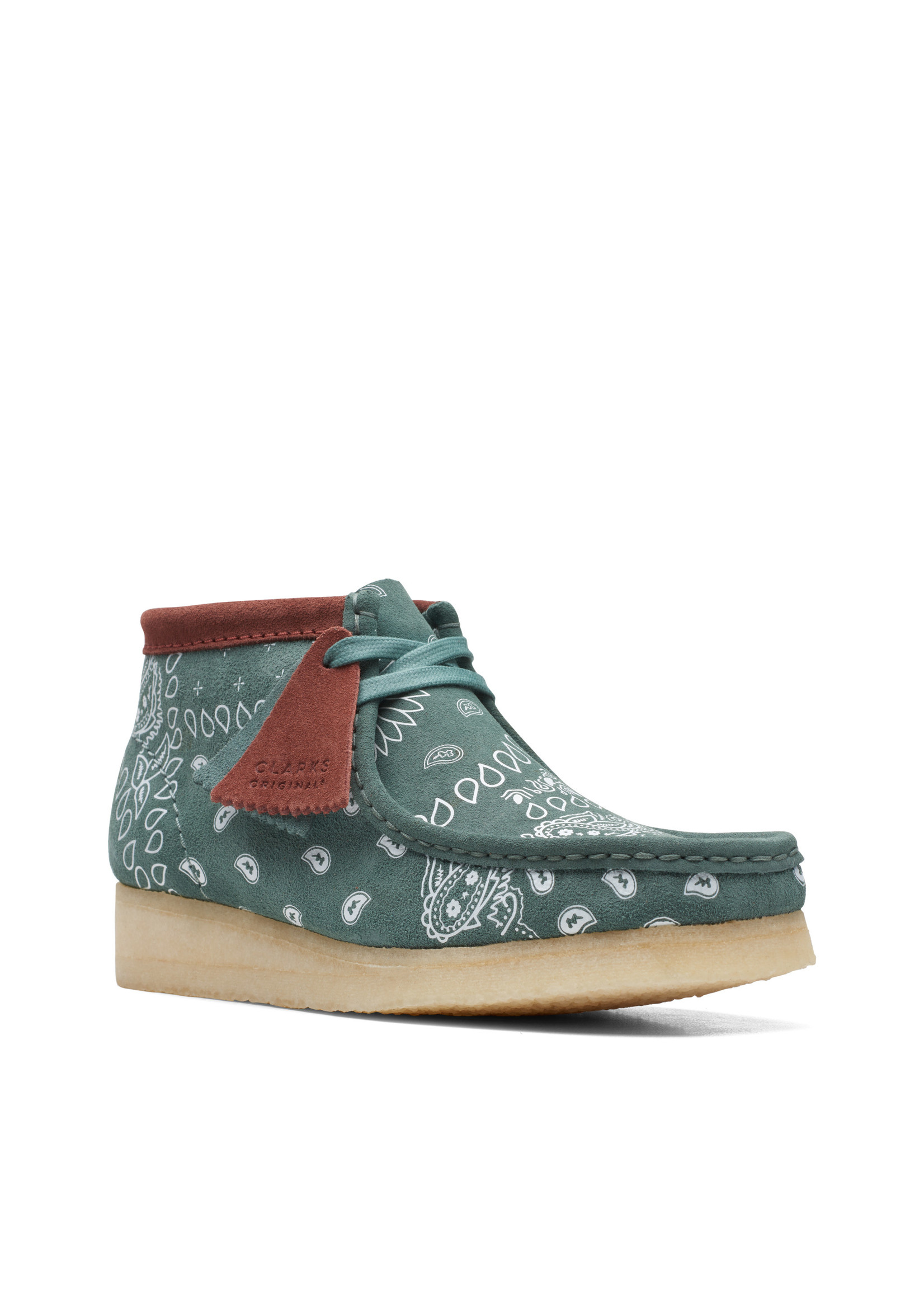 Clarks Womens Icon Wallabee Boot. Green Paisley 26168743