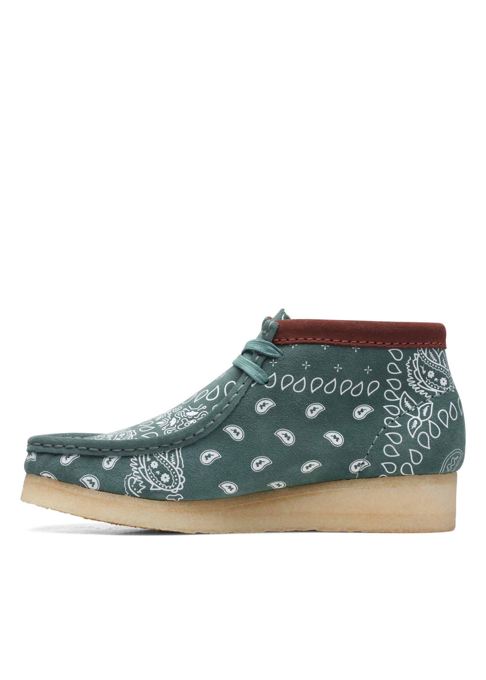 Clarks Womens Icon Wallabee Boot. Green Paisley 26168743