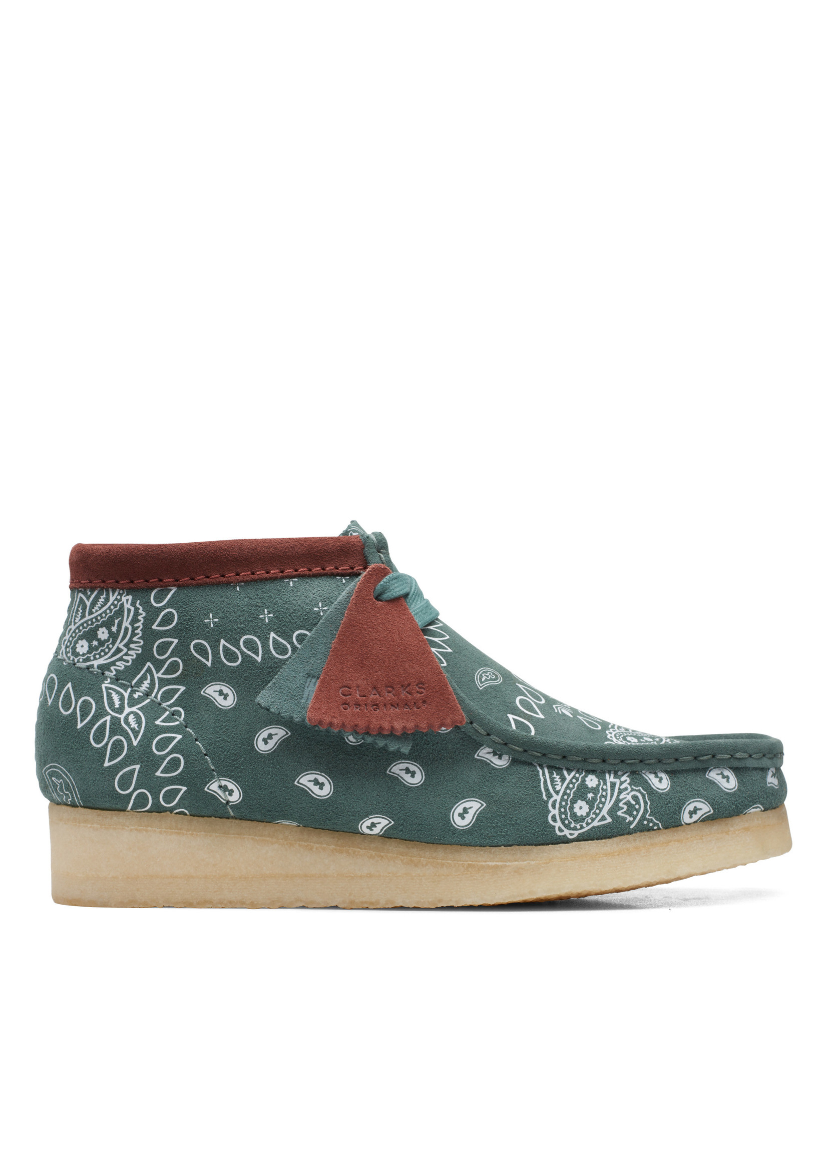 Clarks Womens Icon Wallabee Boot. Green Paisley 26168743