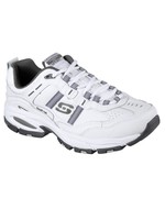 Skechers Men's  Vigor 2.0 Serpentine Wide Width, Low Top, Walking, Training, Leather  White/Charcoal