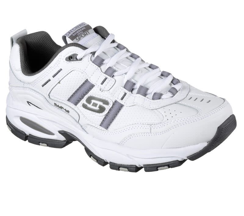 Skechers Men's Vigor 2.0 Serpentine Wide Width, Low Top, Walking, Training,  Leather White/Charcoal - SHOE PLUS - Low Prices - Express Shipping - 100s  of Items to Choose From!