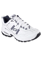 Skechers Men's  Vigor 2.0 Serpentine Wide Width, Low Top, Walking, Training, Leather  White/Navy
